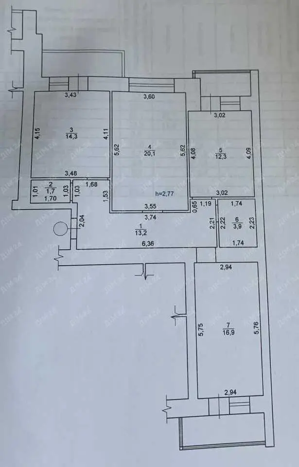 Квартира · 3 кімнати — Алмазний
