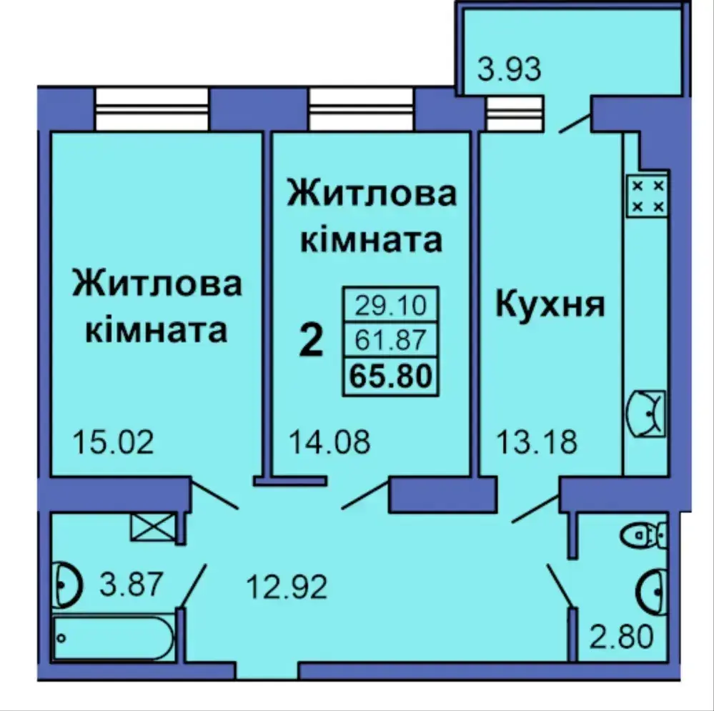 Квартира · 2 кімнати