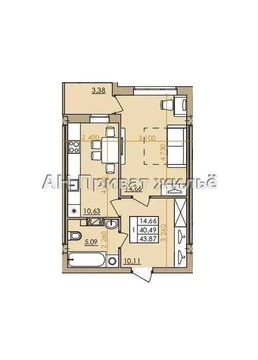 Новобудова - вигідна пропозиція однокімнатної квартири