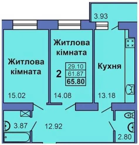 Двокімнатна квартра в новобудові.