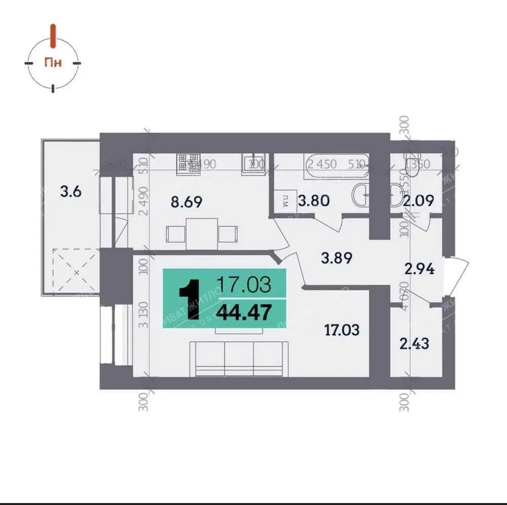 Велика однокікімнатна квартира в ЖК Стандарт