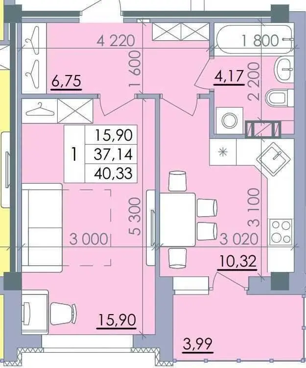 Однокімнатна квартира в новобудові на Браїлках!