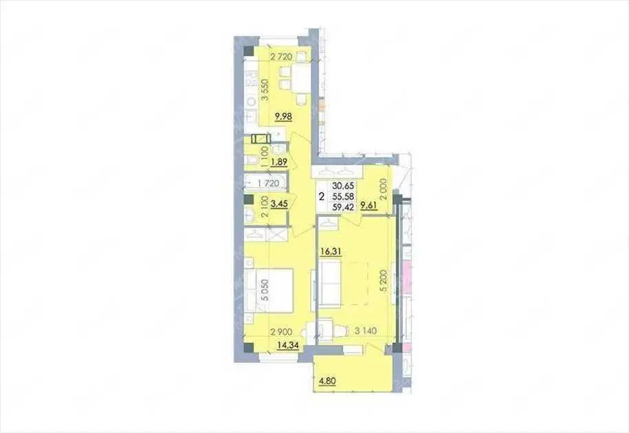 2-к квартира в ЖК Пелюстковий